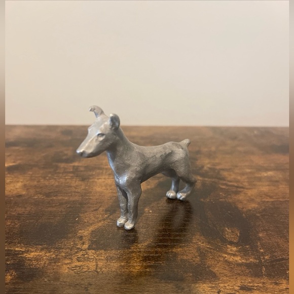 Vintage 3" Tall Standing Doberman Solid Pewter Figurine 3.5" Long 1975 Signed - Picture 1 of 3